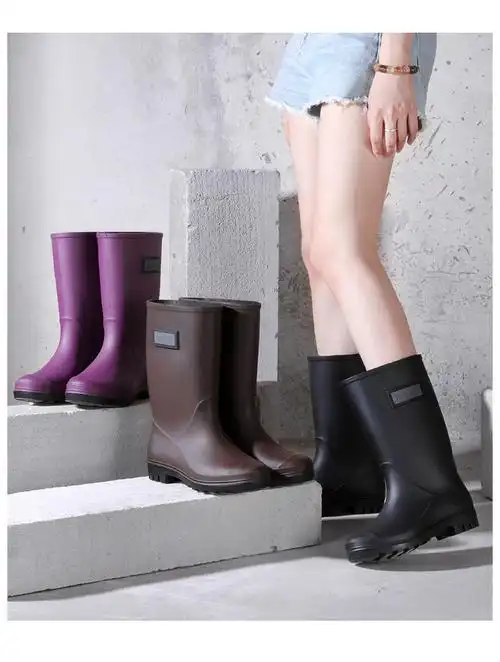 高筒加厚加绒女式时尚hunter 雨靴外穿水靴子女长筒猎人雨靴
