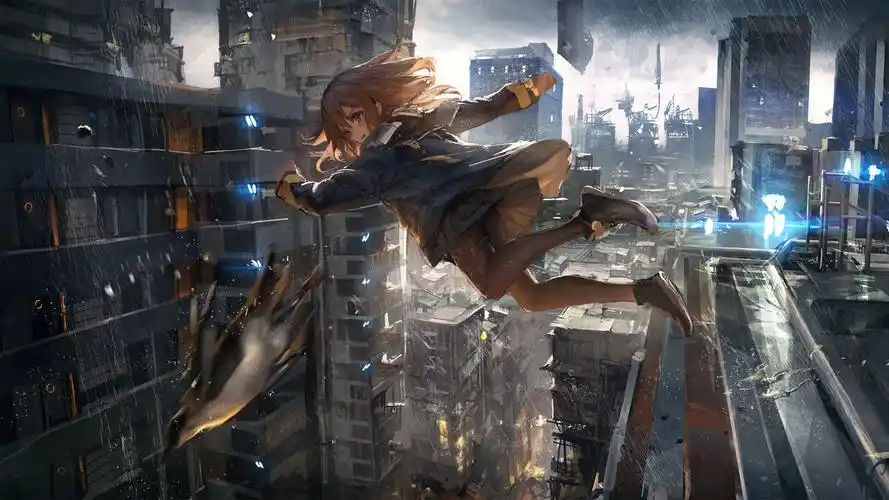 城市飞行的女生动漫壁纸壁纸