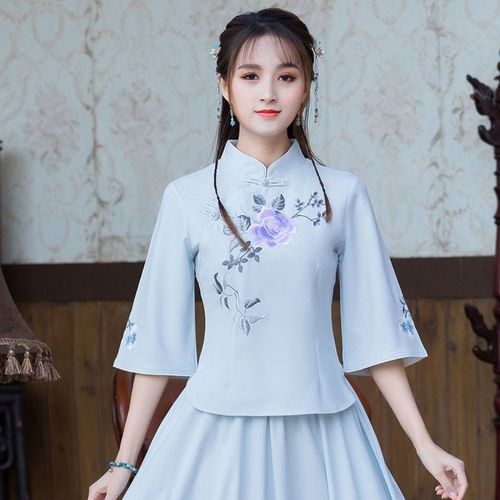 《民国风女装汉服正版原创盘扣中国风古装刺绣汉服女装上衣女超仙装