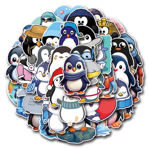 55张可爱q版卡通企鹅贴纸装饰手账笔记本行李箱创意diy防水贴画