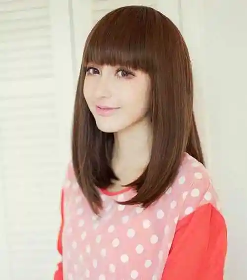 韩式淑女中长发直发发型图片_中长发_女生发型大全