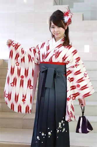 日本乐天市场: 毕业袴出租女人裤子女人毕业袴集 2 英尺袖和服和袴