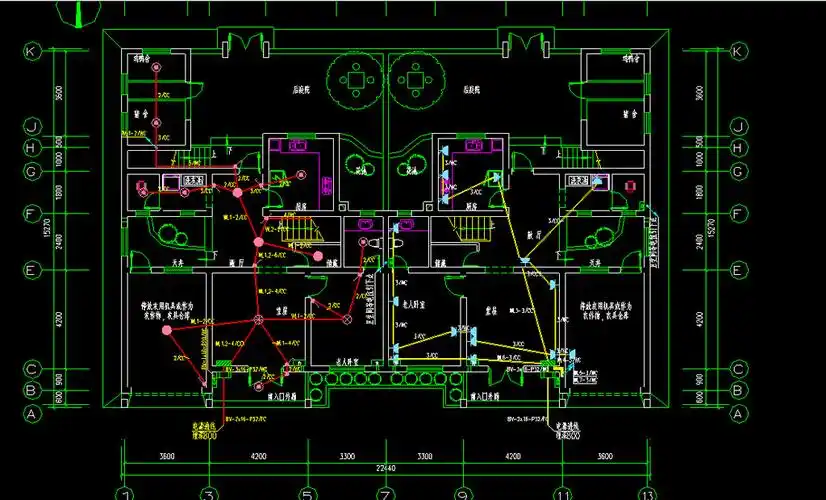 手工皮具模板图纸 别墅整套施工图带水电cad图纸模板下载(图片编号:)