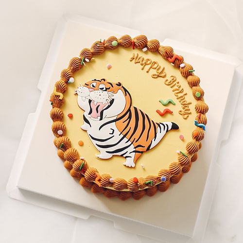 虎年蛋糕装饰摆件 新年百变胖虎插件插牌 老虎儿童生日蛋糕配件