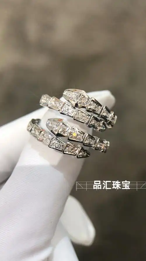 情侣对戒收藏&宝格丽蛇骨戒惊艳781,女款97戒指采用18k白金材质