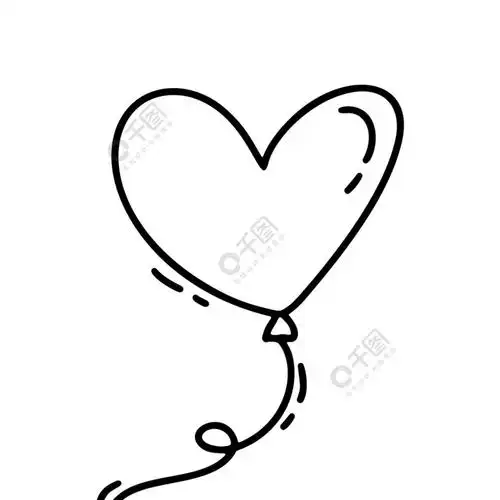 monoline可爱的气球以心的形式出现矢量情人节手绘图标假日素描涂鸦