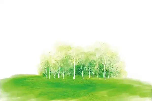 卡通手绘树林草地素材