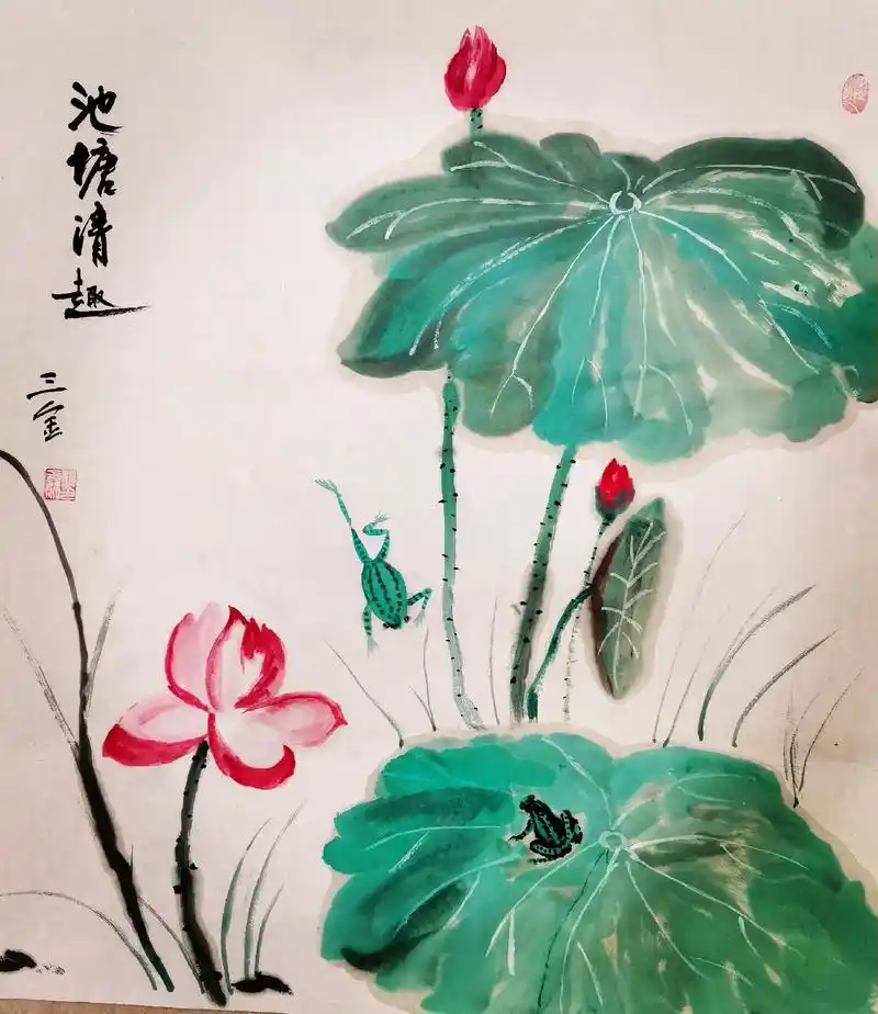 池塘清趣#水墨写意  - 抖音