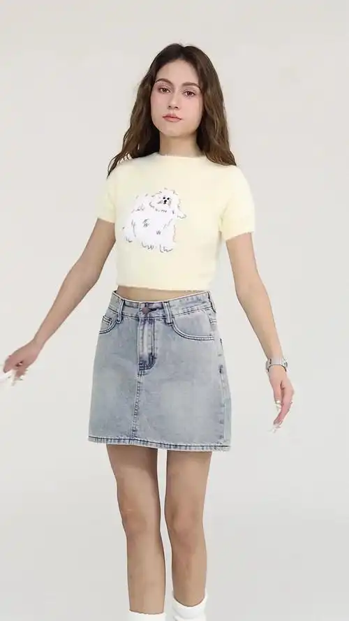 2024夏季新款牛仔半身短裙女高腰收腹设计感三排扣时尚百搭包臀裙-阿