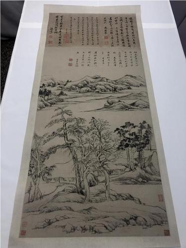 明 董其昌 高逸图 古代名家山水画立轴真迹复古微喷画稿装饰画芯