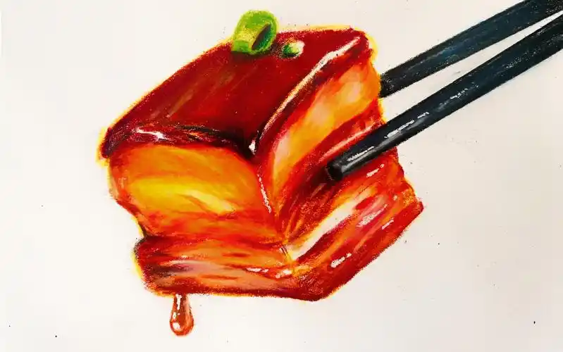 【彩铅手绘】画个红烧肉吧,饿了,就来一口