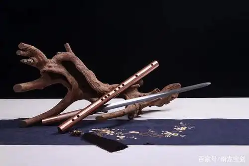 笛子剑,折叠百炼花纹钢,紫铜