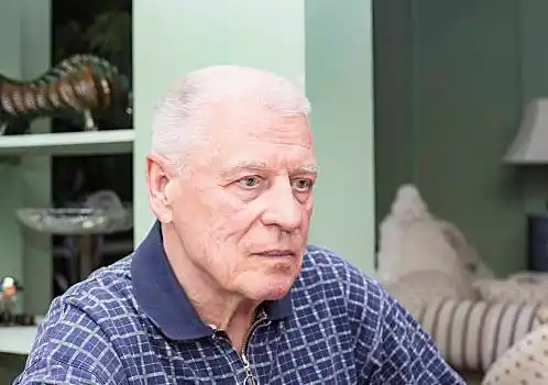 思想,老人,老头,灰发,看,室内,局部,头像