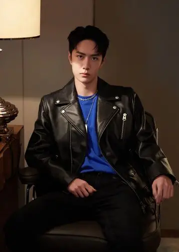 王一博机车皮衣酷帅写真图片