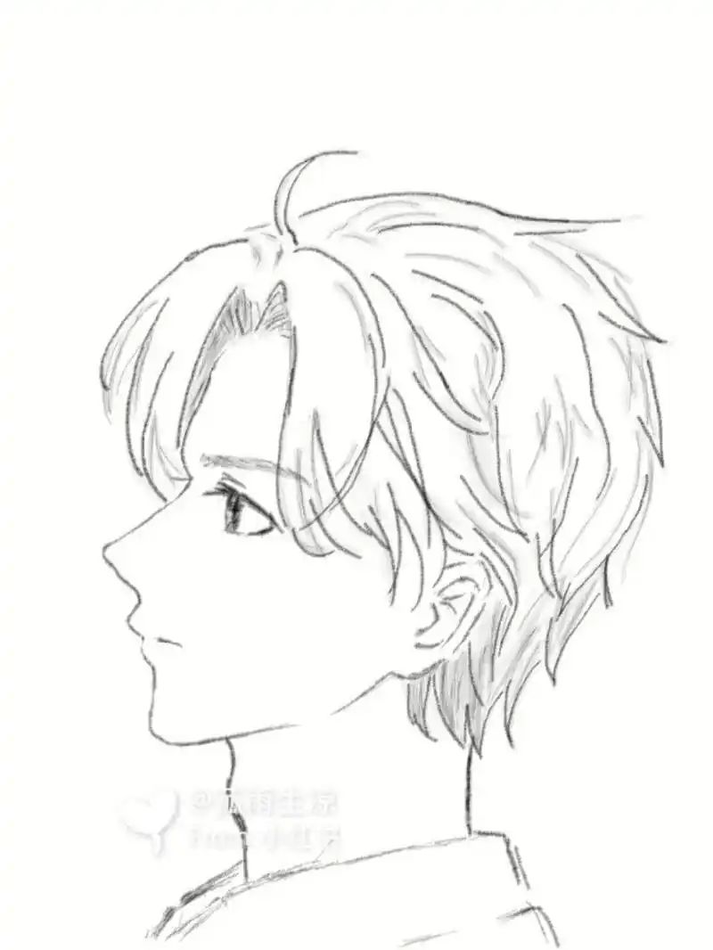 教你如何画漫画侧脸(步骤倒放) 额..终于更新了!高考复习中,画得比较