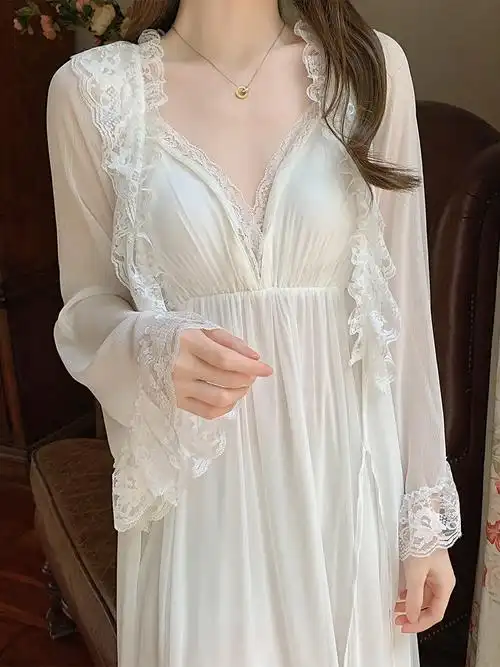 sadoyiner法式宫廷睡衣性感蕾丝吊带睡裙睡袍睡裙