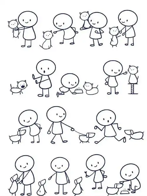 q版小人动态简笔画,存住练习
