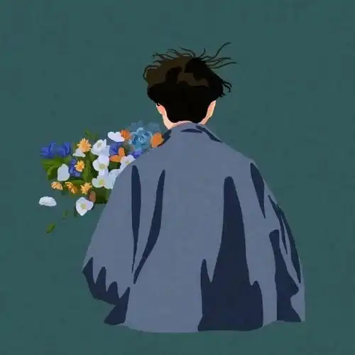 手抱鲜花情侣头像