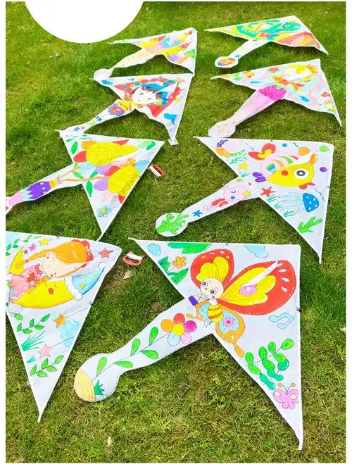 儿童风筝diy手工制作学生新款线稿手绘涂色可爱批发材料包幼儿园