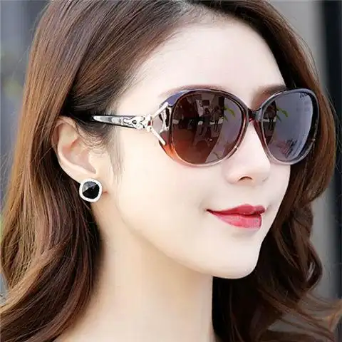 女士太阳镜新款高品质新款护目遮阳太阳镜女潮款韩版中框墨镜圆脸紫外