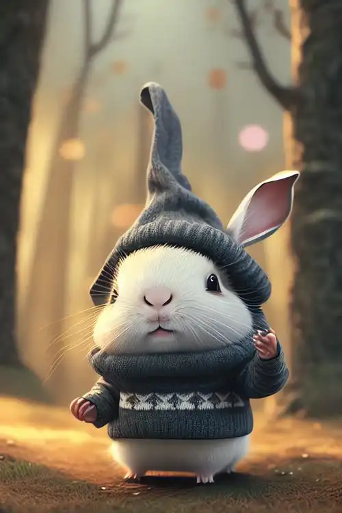 超级可爱的萌萌兔 ai绘画壁纸