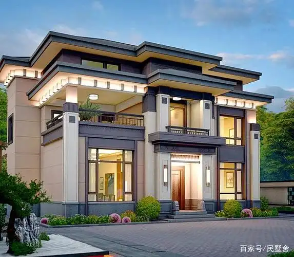 农村王总自建二层新中式别墅,霸气凛然,还以为是哪个开发商家呢