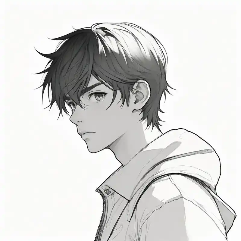 96黑白素描男生头像,高冷范儿