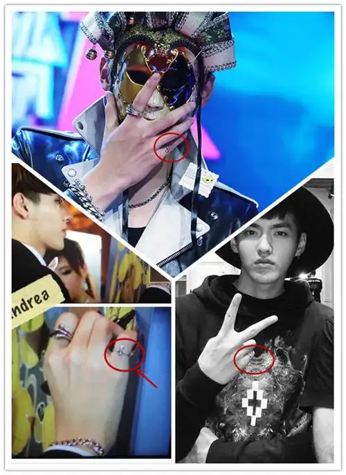 韩国明星同款饰品批发 exo吴亦凡同款十字架镀s925纯银饰品戒指