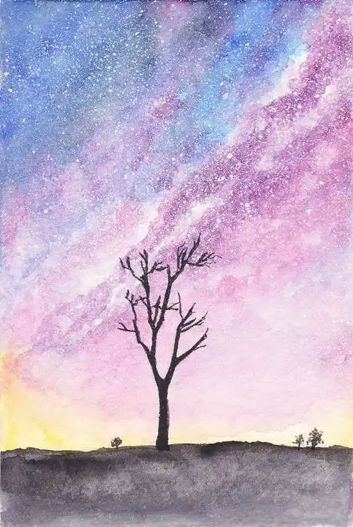 星空水彩画星空水彩画简单教程
