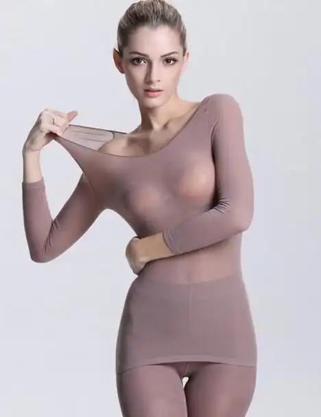 俞兆林37度恒温超薄蝉羽塑身女美体保暖内衣套装 隐形发热无痕