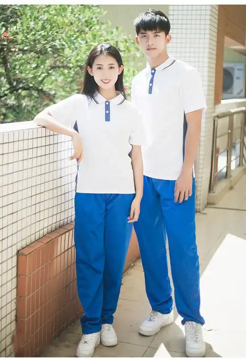 蓝白学生校服套装高中生运动服开幕式团体服班服外套200码建议身高
