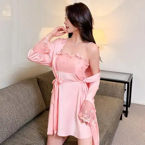 臣轩新品丝绸性感睡衣女***情趣吊带裙春秋夏季冰丝睡裙薄款睡袍 - 17