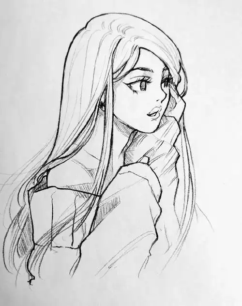 【动漫侧脸女孩】临摹步骤图教程