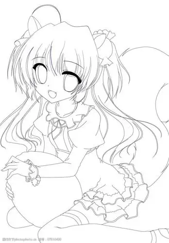 小松鼠女孩线稿 萝莉 线稿 小女孩 松鼠 可爱 设计 动漫动画 动漫人物