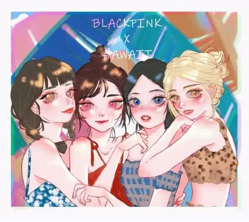 blackpink"粉墨"造型手绘头像插画!
