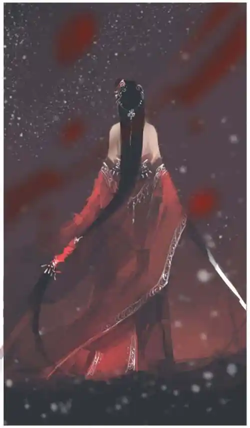 手绘厚涂剑网三七秀背影古风美女