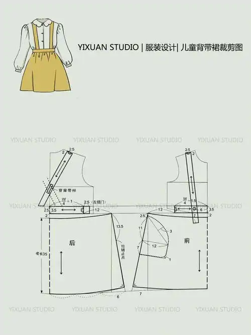 苏苏裁剪图分享可可爱爱的儿童背带裙
