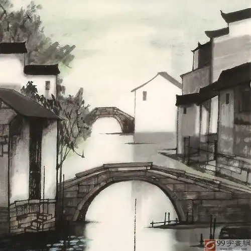 苗雨 四尺斗方《江南》 辽宁工美教授 师从吴冠中 - 写意山水画 - 99