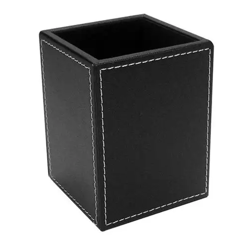 商务办公笔筒 创意笔桶 时尚韩国办公文具收纳用品 (黑色平纹a220)