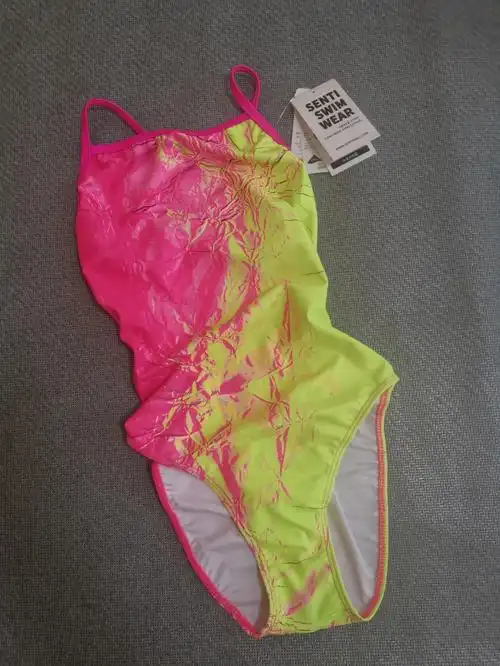 韩国senti最新炫彩糖纸女士连体三角泳衣