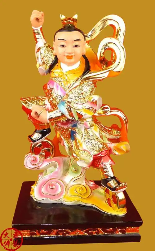 哪吒三太子哪吒风火轮乾坤圈树脂神像佛像16寸彩绘玻璃钢摆件