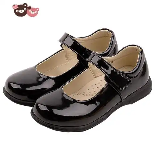 迪鲁奥diluao女童皮鞋红色公主鞋白黑单鞋韩版方口学生鞋小女孩皮鞋