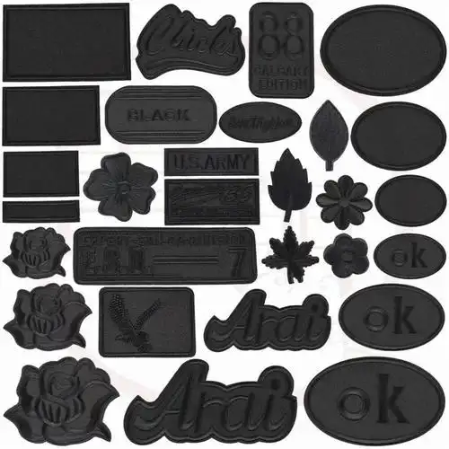 新款黑色字母刺绣玫瑰布贴补丁贴微章衣服布贴服裤子补洞贴花刺绣黑色