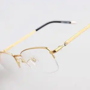 轻奢新款 日本手工半框金色近视眼镜架 纯钛商务男老花品牌镜框女