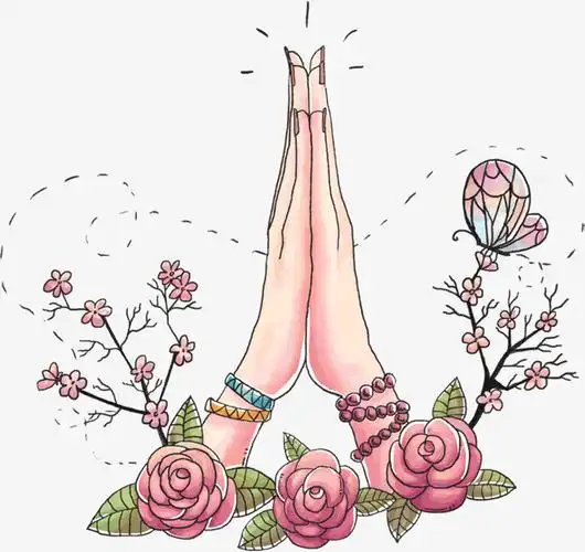 矢量手绘双手合十