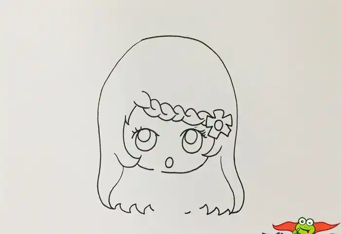 漂亮长发女孩简笔画