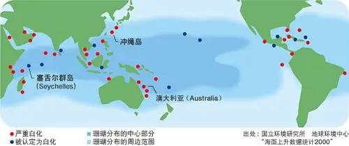 全球变暖导致海水温度上升与珊瑚礁的白化现象