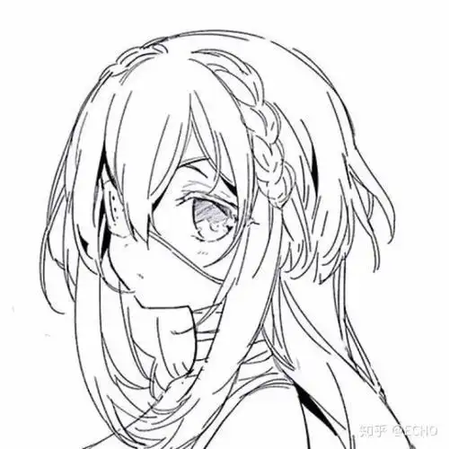 素描黑白动漫女头像女生头像_头像图片_扣扣乐园
