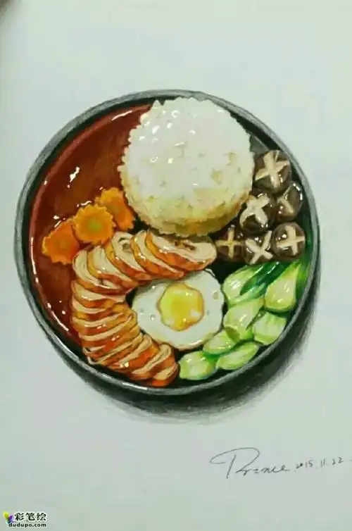 彩铅记录一日三食 彩铅画