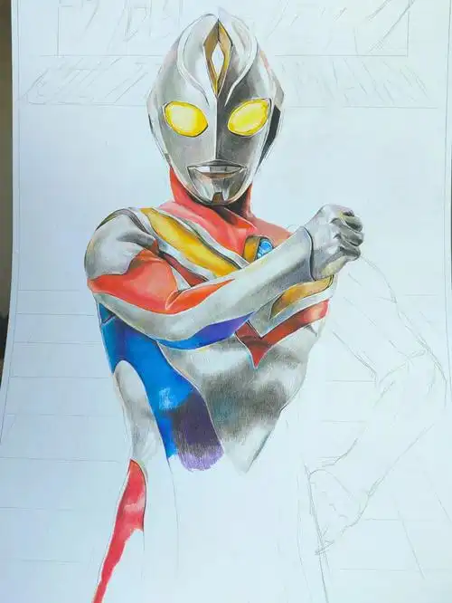 彩铅手绘戴拿奥特曼